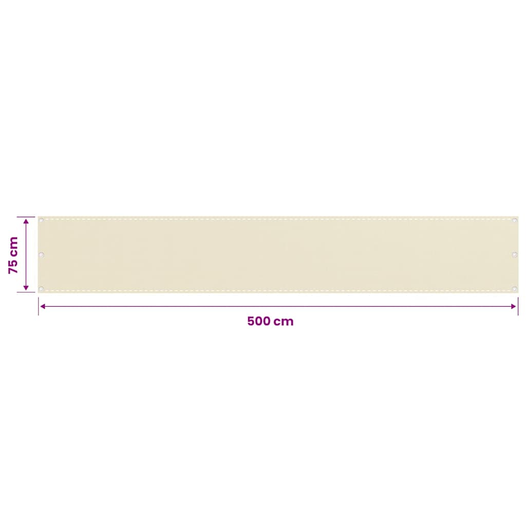 vidaXL Balcony Screen Cream 75x500 cm HDPE