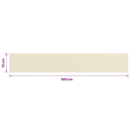 vidaXL Balcony Screen Cream 75x500 cm HDPE
