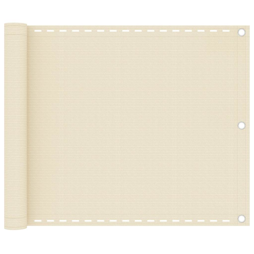 vidaXL Balcony Screen Cream 75x600 cm HDPE
