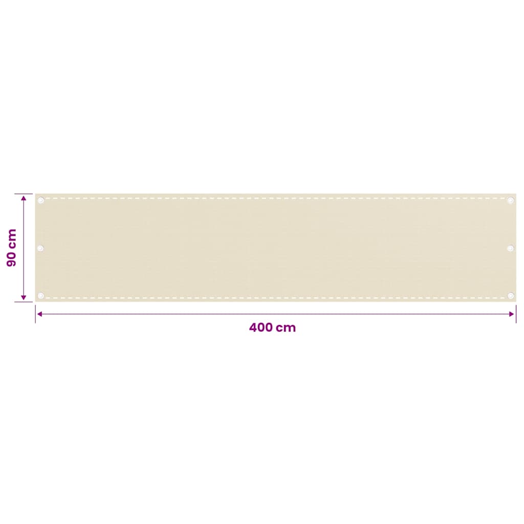 310925 vidaXL Balcony Screen Cream 90x400 cm HDPE