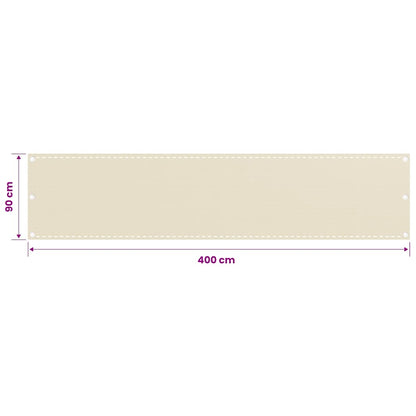 310925 vidaXL Balcony Screen Cream 90x400 cm HDPE