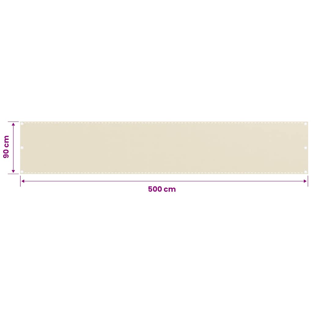 310926 vidaXL Balcony Screen Cream 90x500 cm HDPE