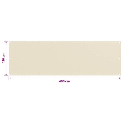 310929 vidaXL Balcony Screen Cream 120x400 cm HDPE