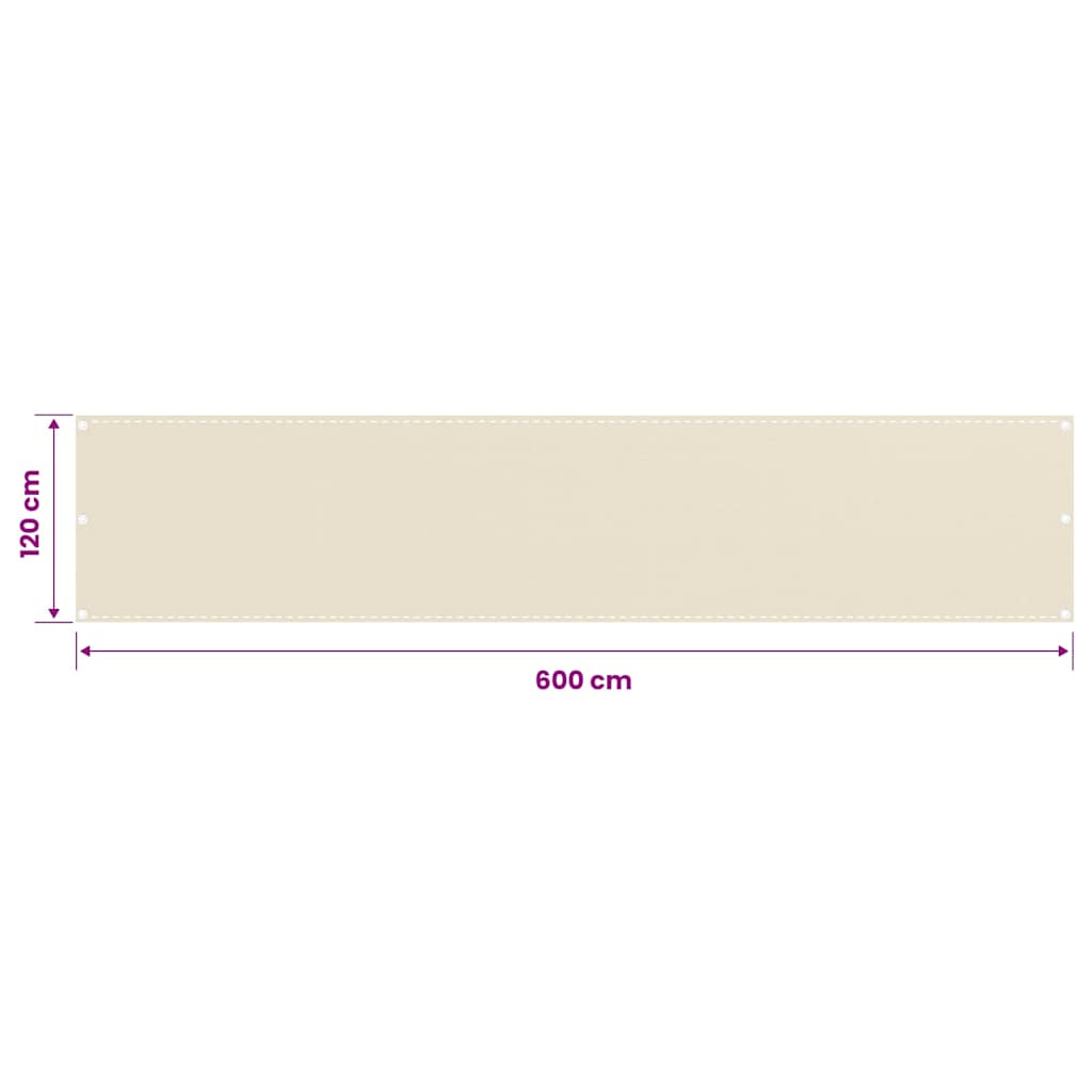 310931 vidaXL Balcony Screen Cream 120x600 cm HDPE