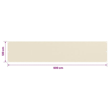 310931 vidaXL Balcony Screen Cream 120x600 cm HDPE