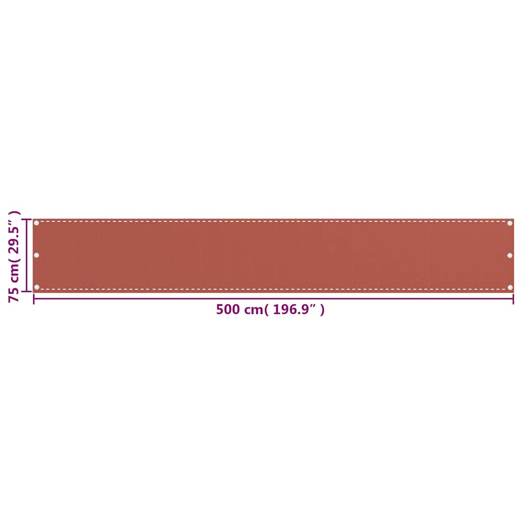 310946 vidaXL Balcony Screen Terracotta 75x500 cm HDPE