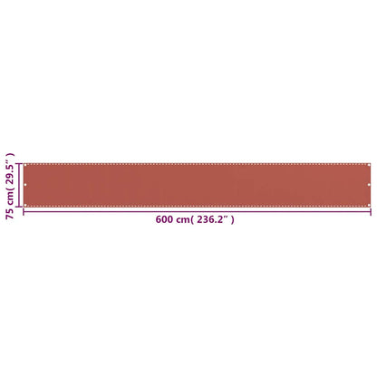 310947 vidaXL Balcony Screen Terracotta 75x600 cm HDPE