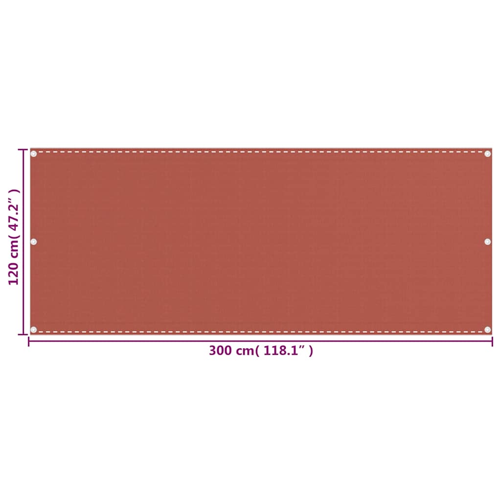 310952 vidaXL Balcony Screen Terracotta 120x300 cm HDPE
