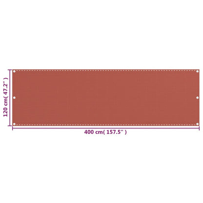 vidaXL Balcony Screen Terracotta 120x400 cm HDPE