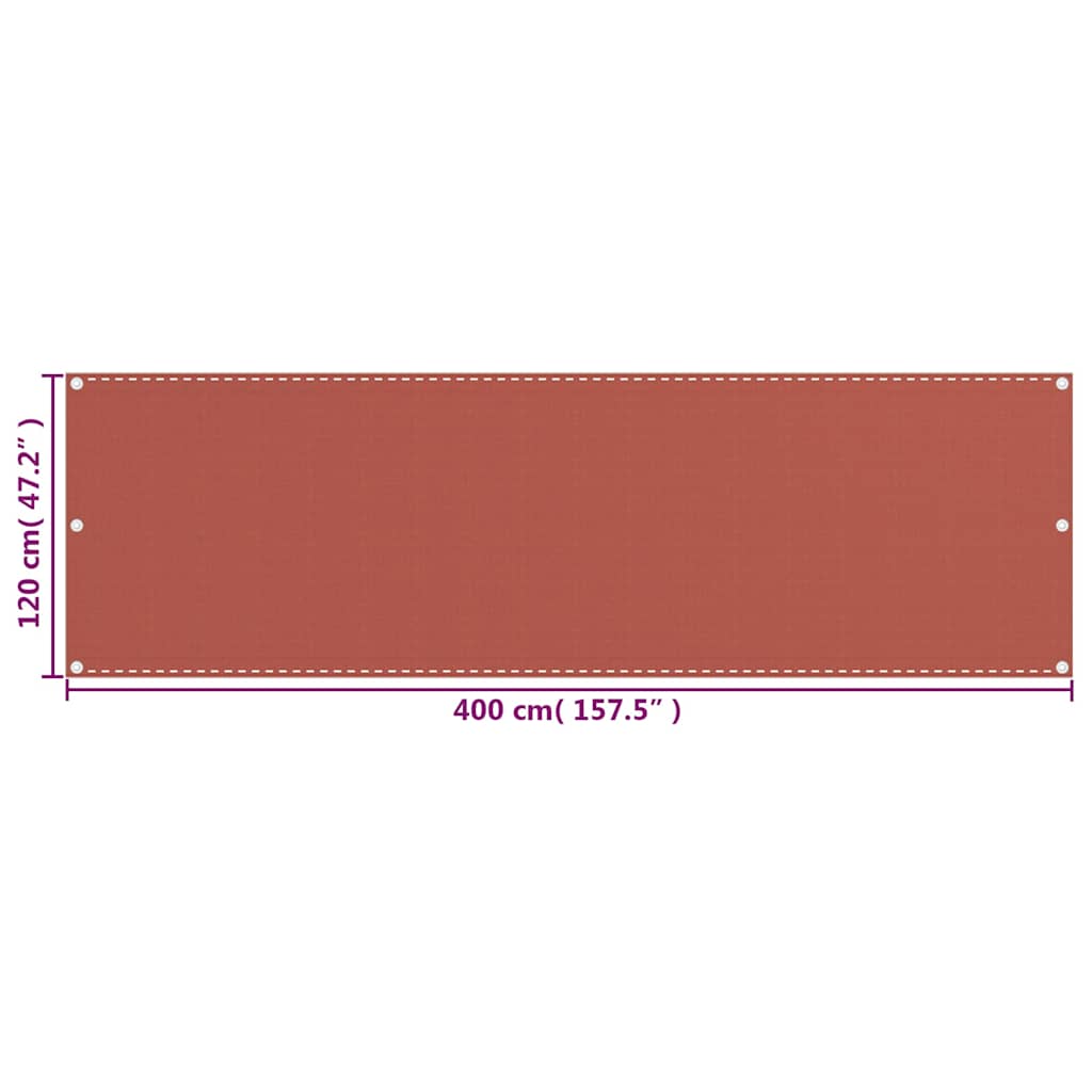 310953 vidaXL Balcony Screen Terracotta 120x400 cm HDPE