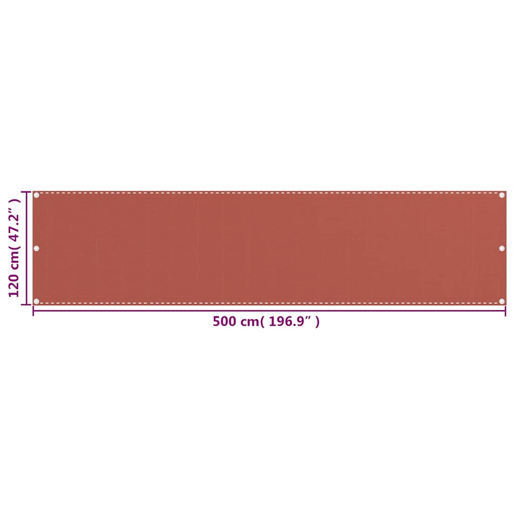 310954 vidaXL Balcony Screen Terracotta 120x500 cm HDPE