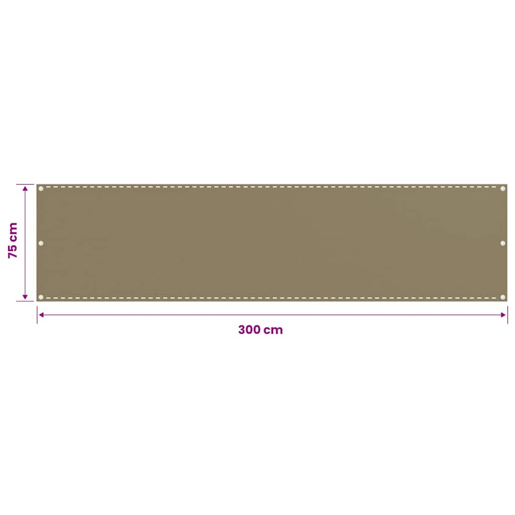 310956 vidaXL Balcony Screen Taupe 75x300 cm HDPE