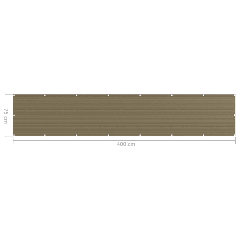 vidaXL Balcony Screen Taupe 75x400 cm HDPE