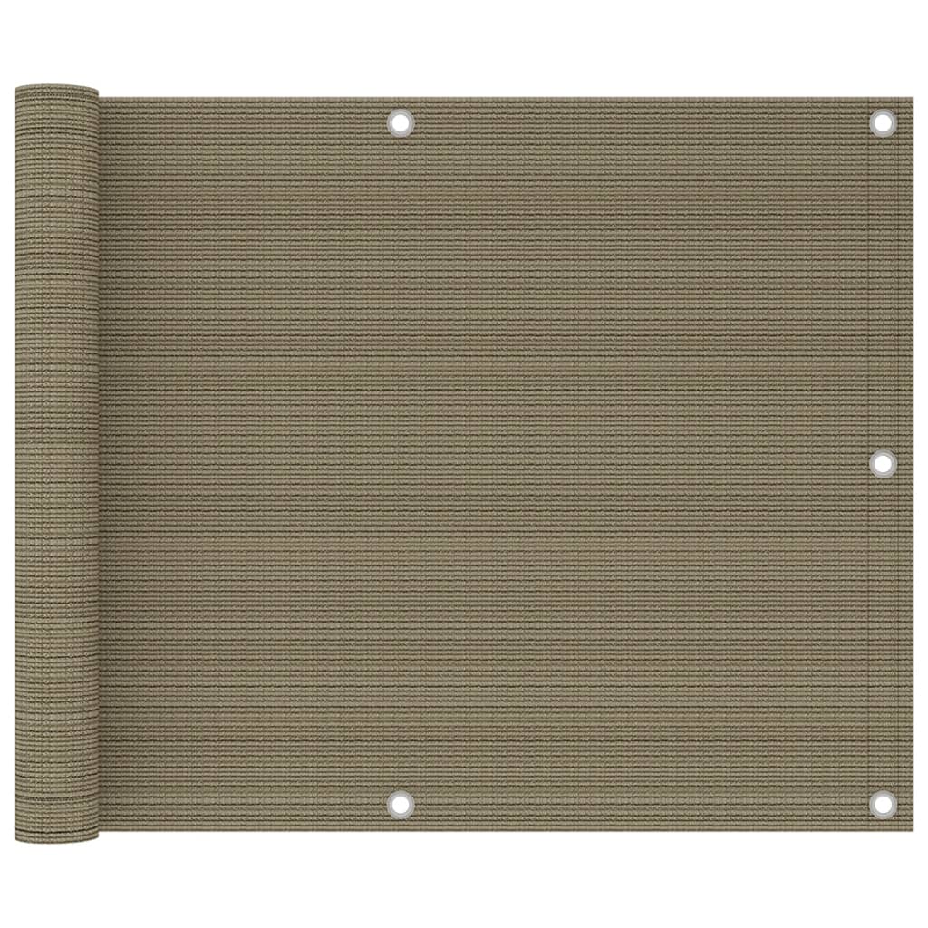vidaXL Balcony Screen Taupe 75x500 cm HDPE