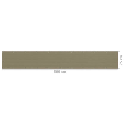 vidaXL Balcony Screen Taupe 75x500 cm HDPE
