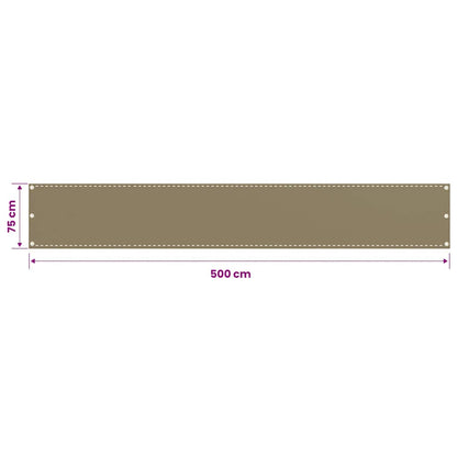 310958 vidaXL Balcony Screen Taupe 75x500 cm HDPE