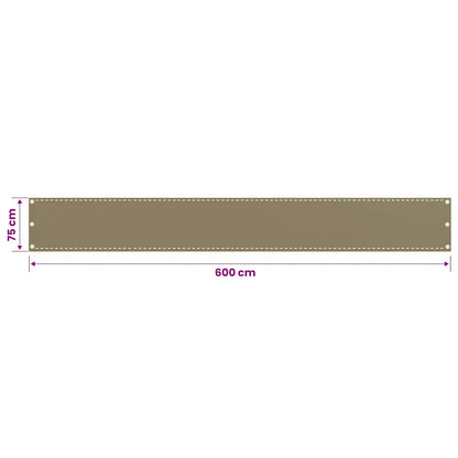 310959 vidaXL Balcony Screen Taupe 75x600 cm HDPE
