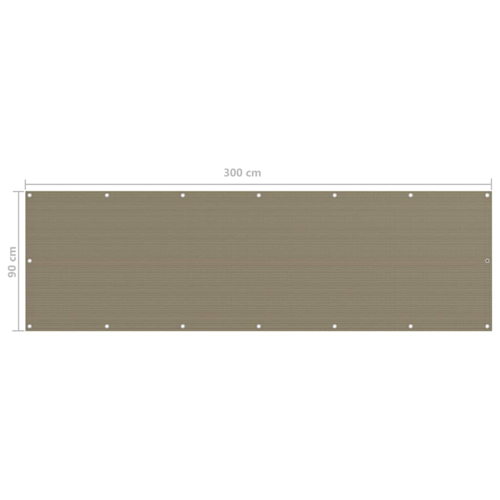 vidaXL Balcony Screen Taupe 90x300 cm HDPE
