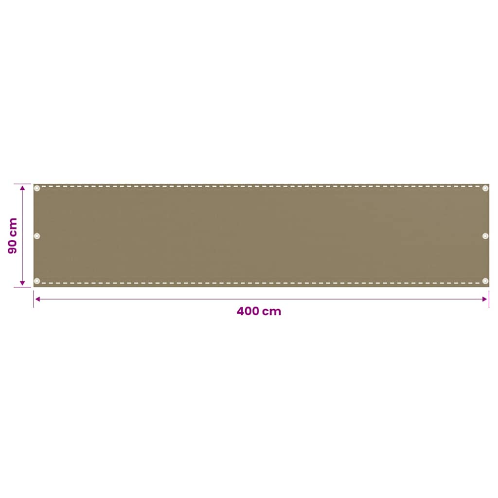 310961 vidaXL Balcony Screen Taupe 90x400 cm HDPE