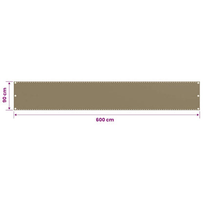 310963 vidaXL Balcony Screen Taupe 90x600 cm HDPE