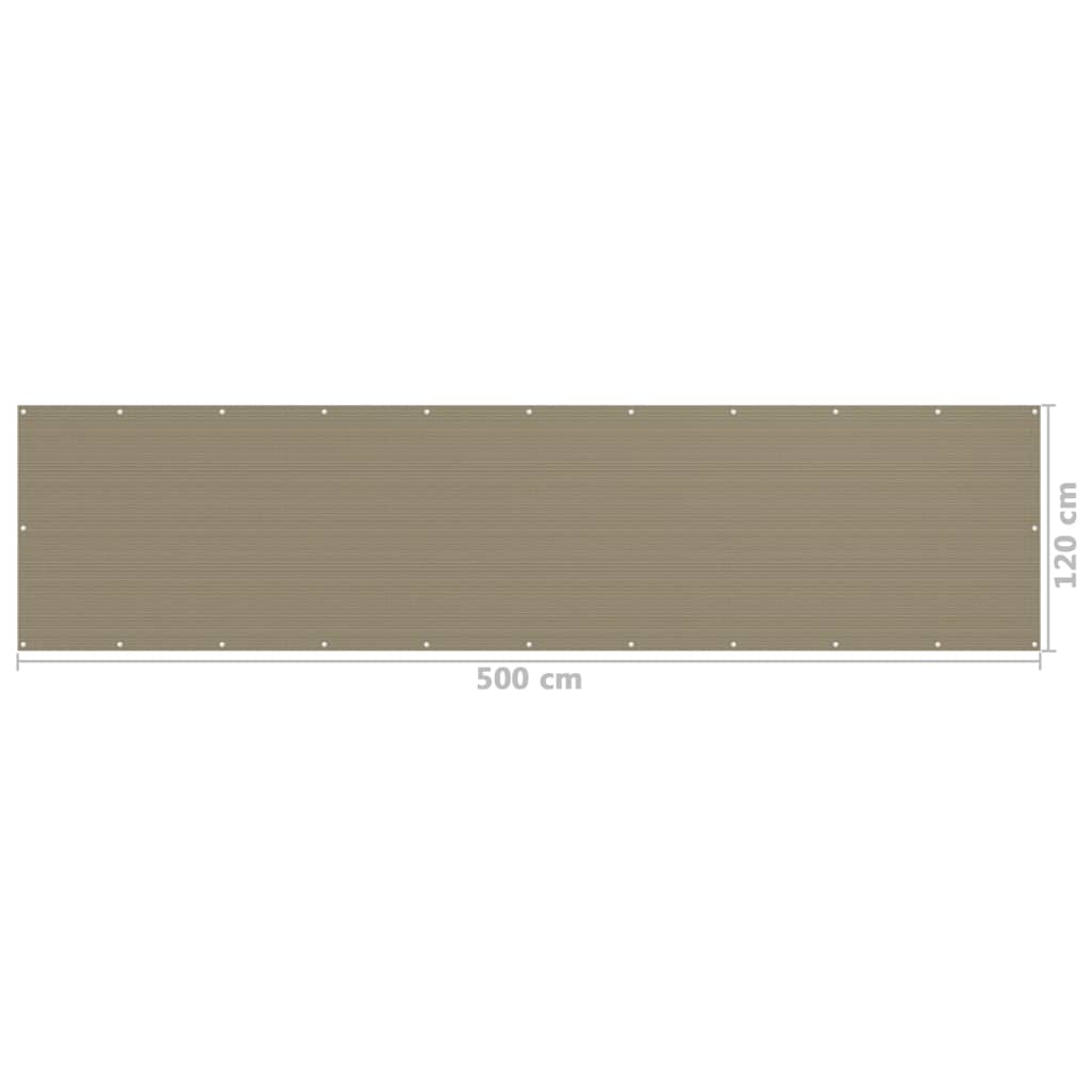 vidaXL Balcony Screen Taupe 120x500 cm HDPE