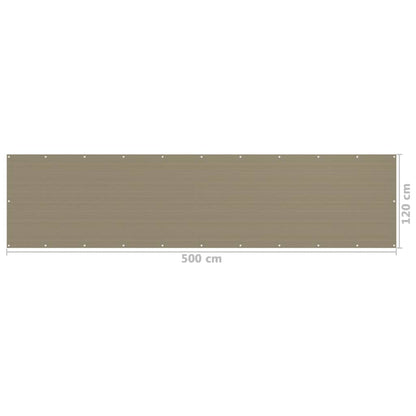 vidaXL Balcony Screen Taupe 120x500 cm HDPE