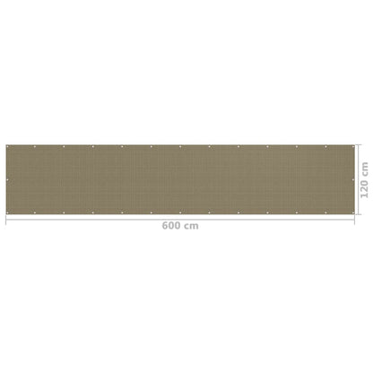 vidaXL Balcony Screen Taupe 120x600 cm HDPE