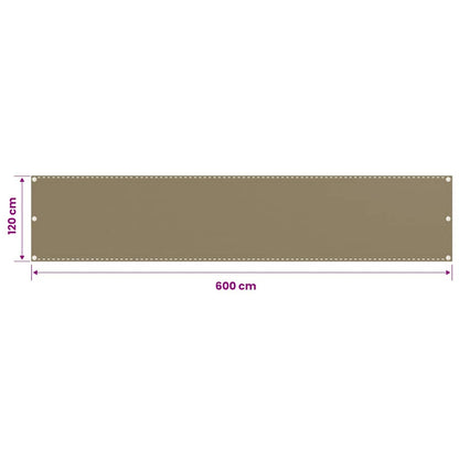 310967 vidaXL Balcony Screen Taupe 120x600 cm HDPE
