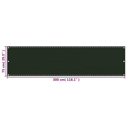 310968 vidaXL Balcony Screen Dark Green 75x300 cm HDPE