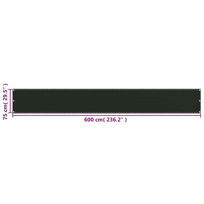 310971 vidaXL Balcony Screen Dark Green 75x600 cm HDPE