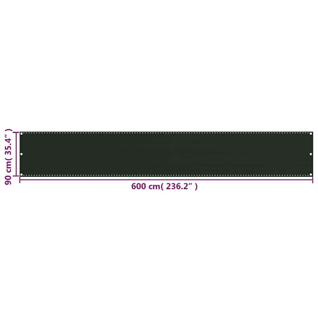 310975 vidaXL Balcony Screen Dark Green 90x600 cm HDPE