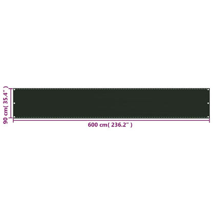 310975 vidaXL Balcony Screen Dark Green 90x600 cm HDPE