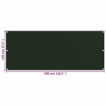 310976 vidaXL Balcony Screen Dark Green 120x300 cm HDPE
