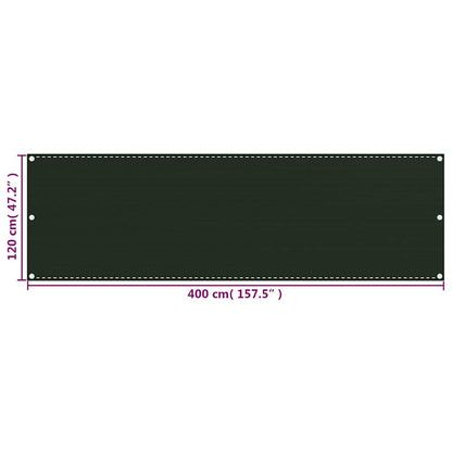 310977 vidaXL Balcony Screen Dark Green 120x400 cm HDPE