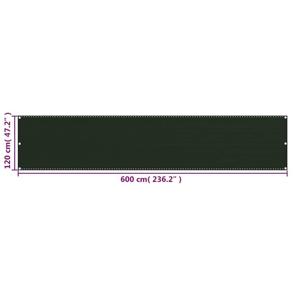 310979 vidaXL Balcony Screen Dark Green 120x600 cm HDPE