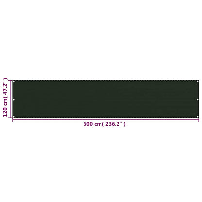 310979 vidaXL Balcony Screen Dark Green 120x600 cm HDPE