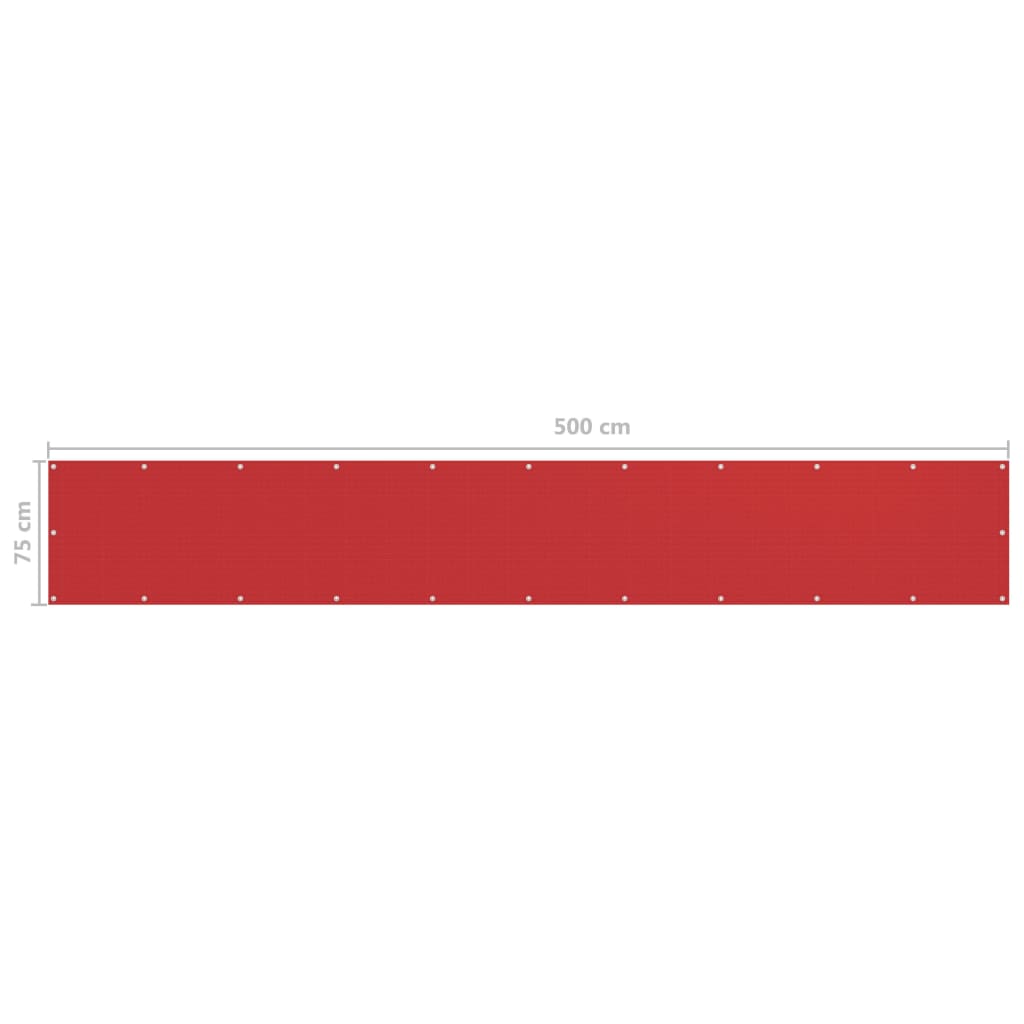 vidaXL Balcony Screen Red 75x500 cm HDPE