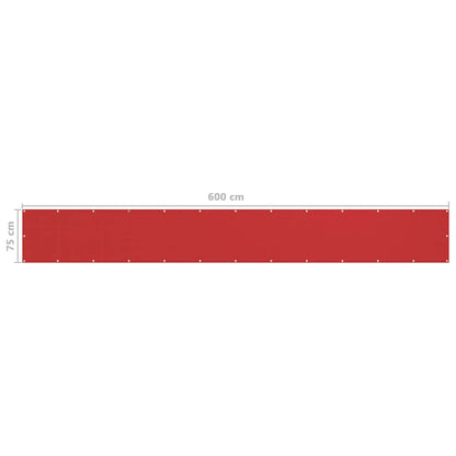 311007 vidaXL Balcony Screen Red 75x600 cm HDPE