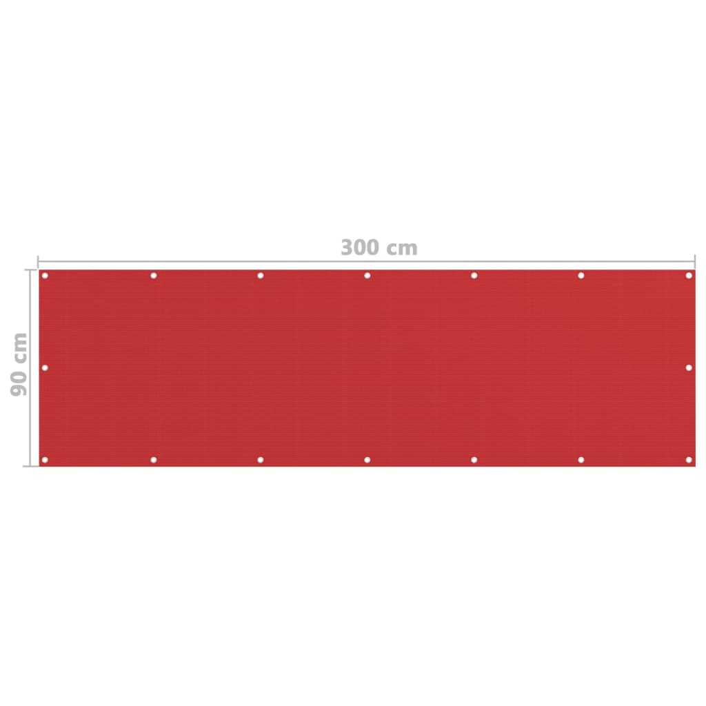 vidaXL Balcony Screen Red 90x300 cm HDPE