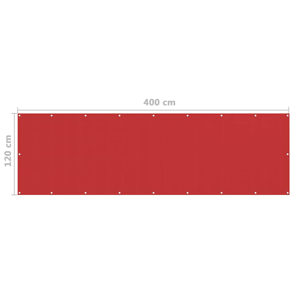 311013 vidaXL Balcony Screen Red 120x400 cm HDPE