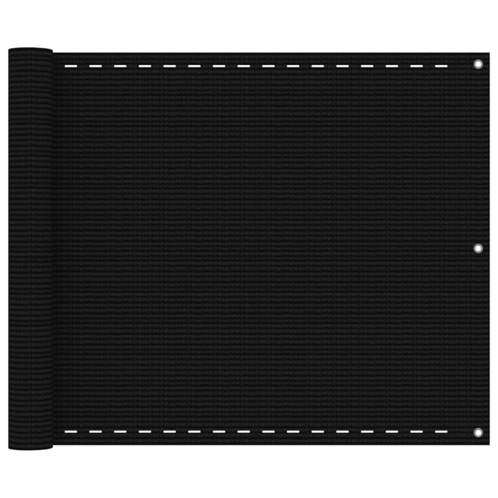 vidaXL Balcony Screen Black 75x400 cm HDPE