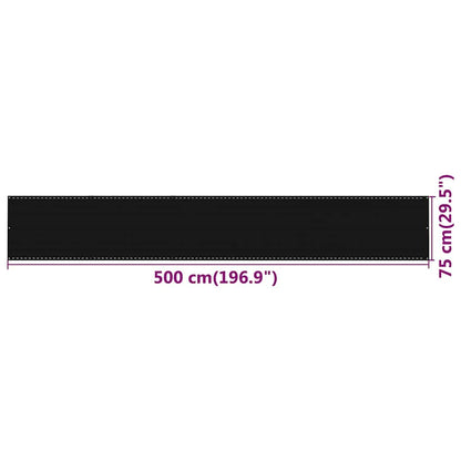 311030 vidaXL Balcony Screen Black 75x500 cm HDPE