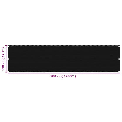 vidaXL Balcony Screen Black 120x500 cm HDPE