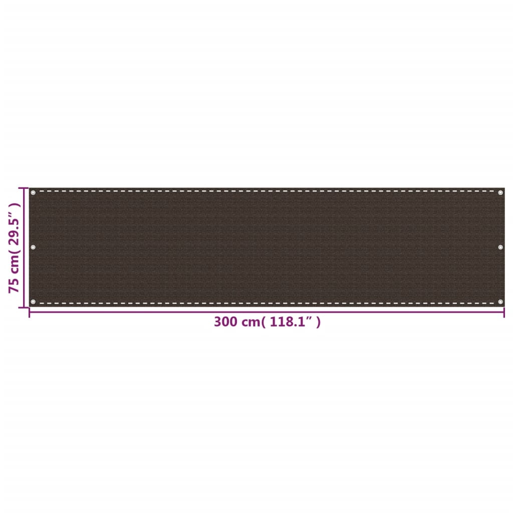 vidaXL Balcony Screen Brown 75x300 cm HDPE