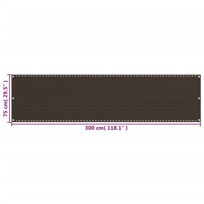 vidaXL Balcony Screen Brown 75x300 cm HDPE