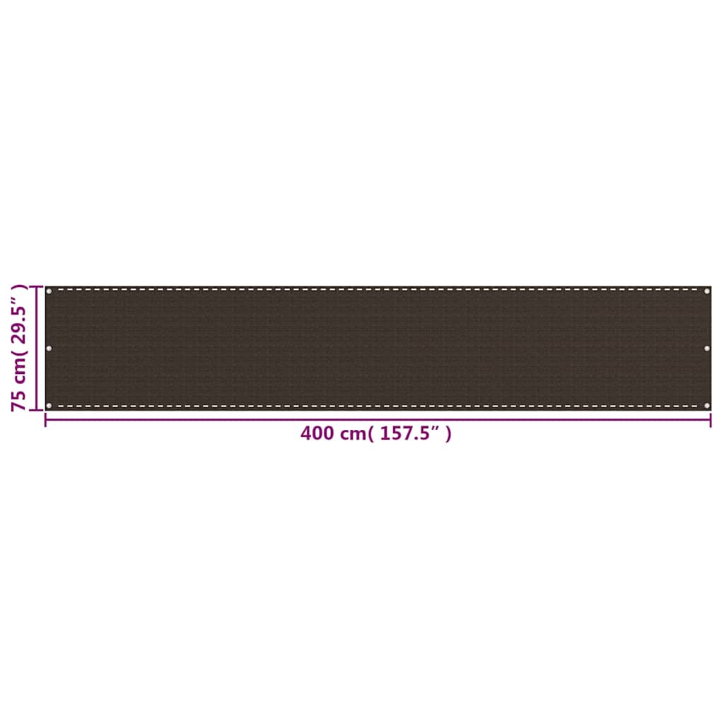 311041 vidaXL Balcony Screen Brown 75x400 cm HDPE