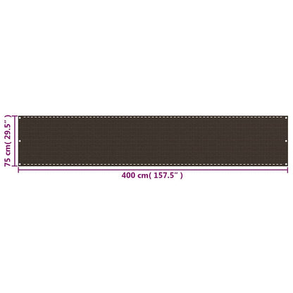 311041 vidaXL Balcony Screen Brown 75x400 cm HDPE
