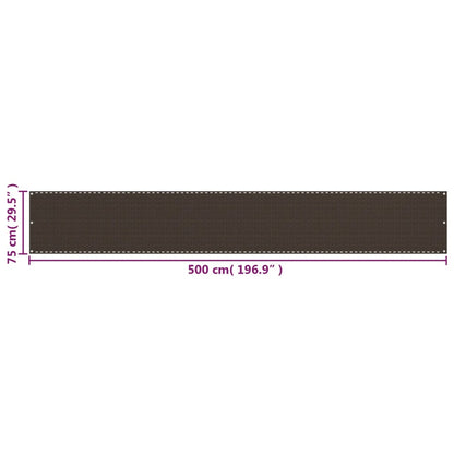 vidaXL Balcony Screen Brown 75x500 cm HDPE