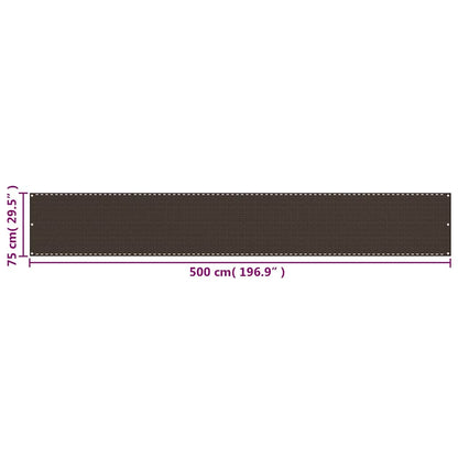 311042 vidaXL Balcony Screen Brown 75x500 cm HDPE
