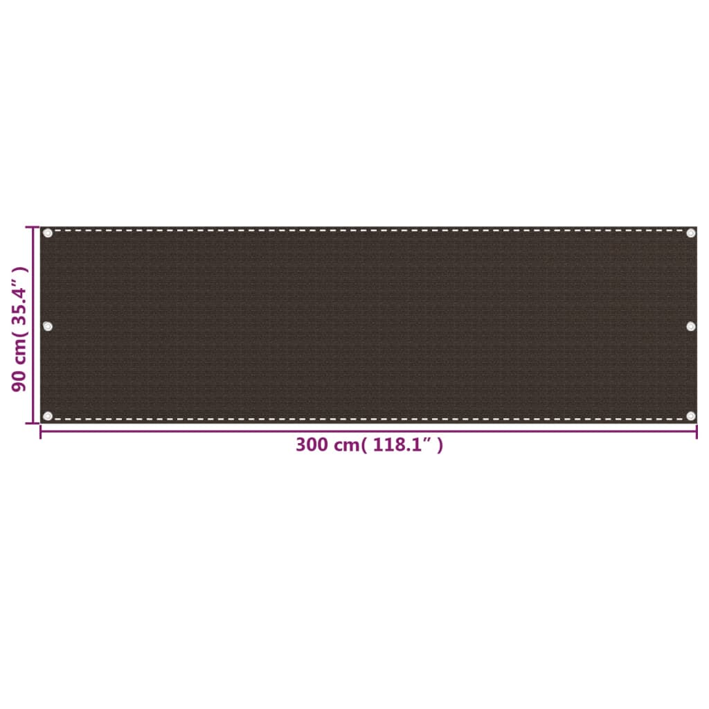 vidaXL Balcony Screen Brown 90x300 cm HDPE